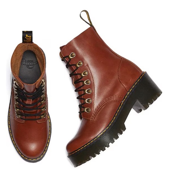 Dr. Martens Brown Leather Platform Boots - Picture 5 of 12